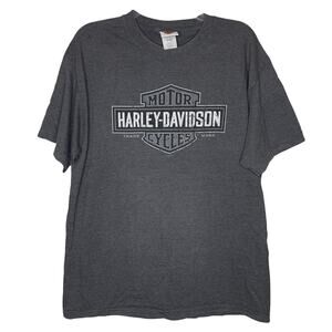 Harley Davidson Grey Motorcycle Biker Graphic Tee Shirt T-Shirt Large